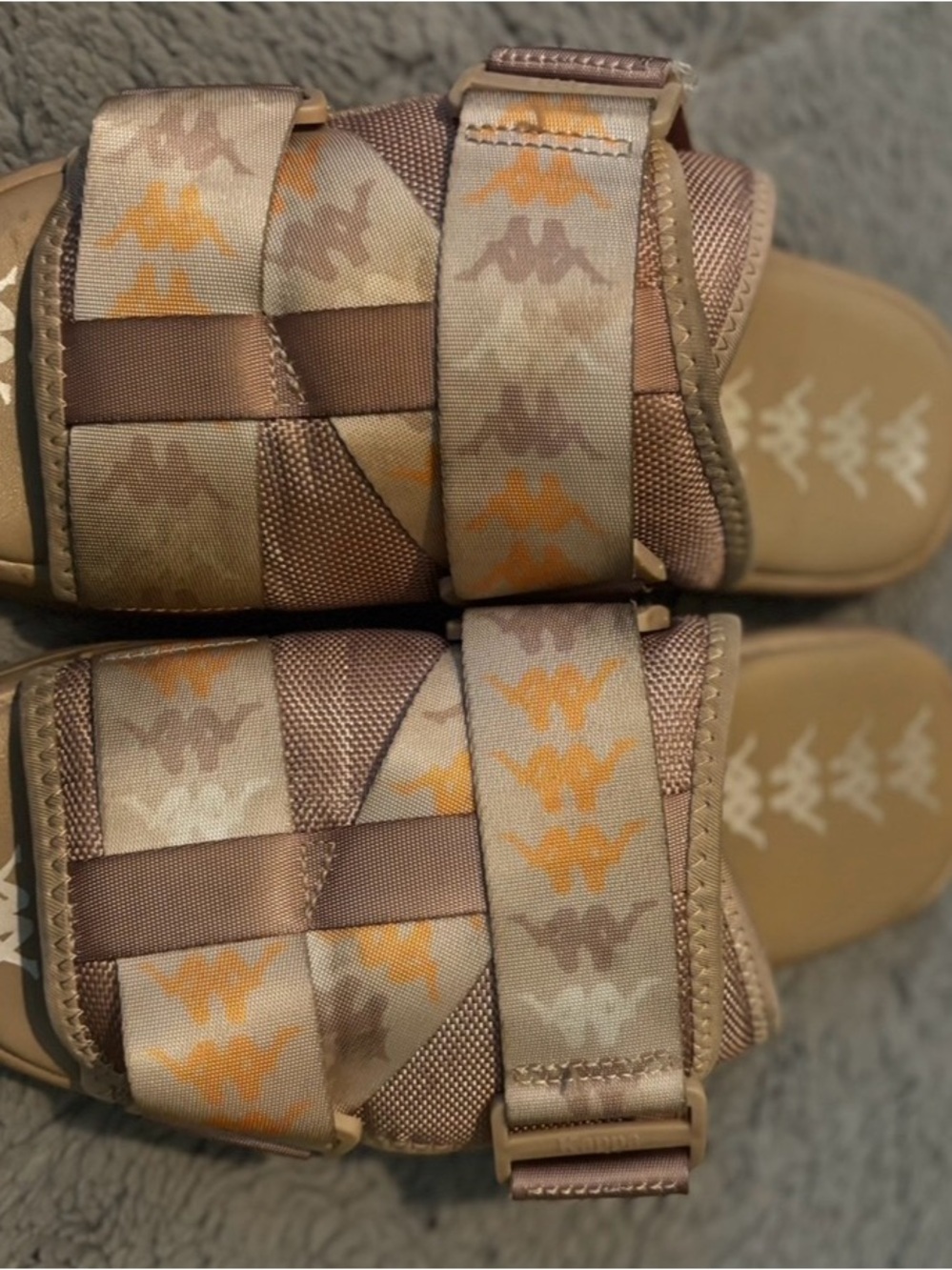 Kappa Beige & Tan Men's Slide Sandals with Patterned Straps